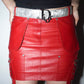 Christian Dior by John Galliano Y2K Punk Red Leather Bandage Skirt