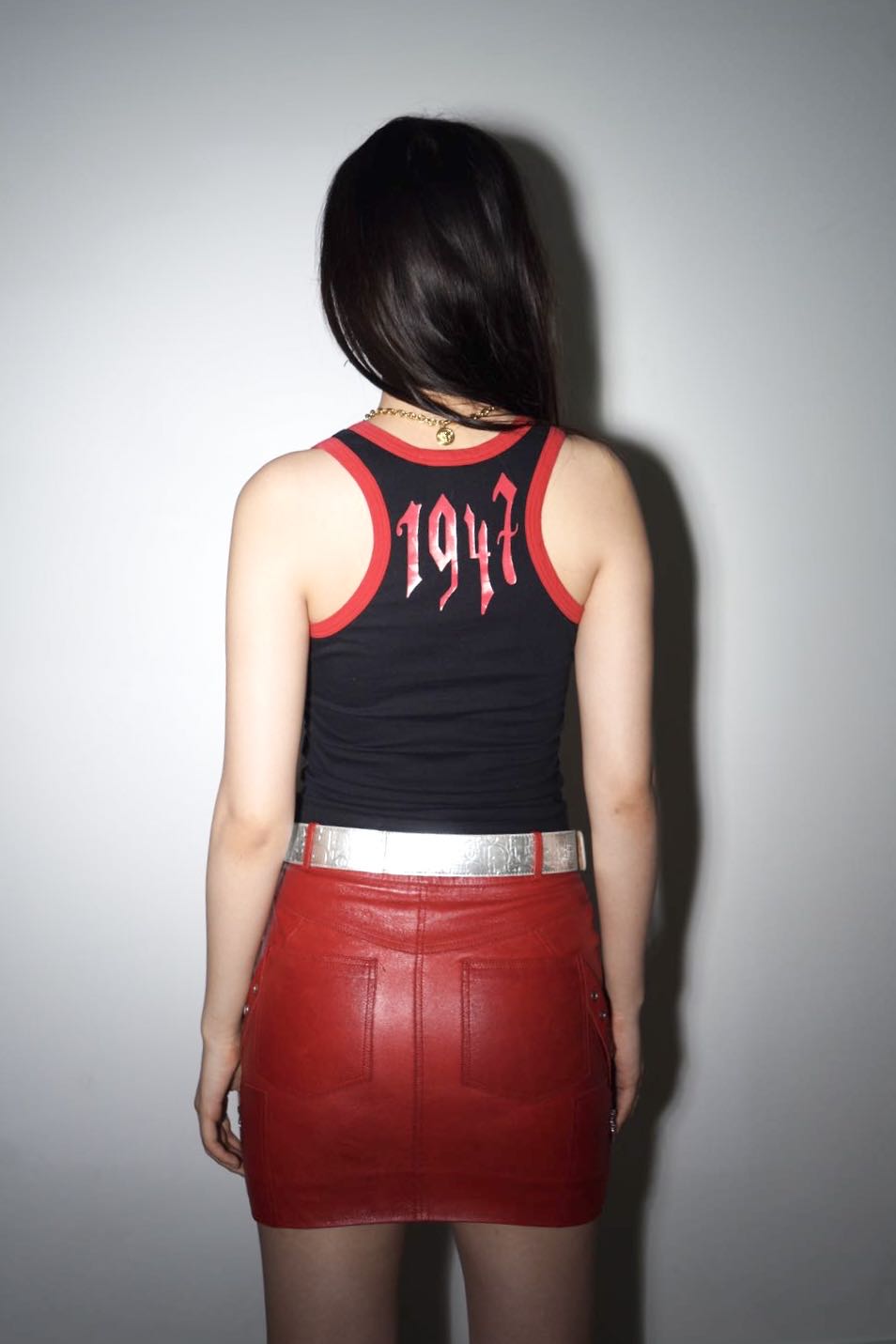 Christian Dior by John Galliano Y2K 2002 Red and Black Gothic Punk Letters Runway Tank Top