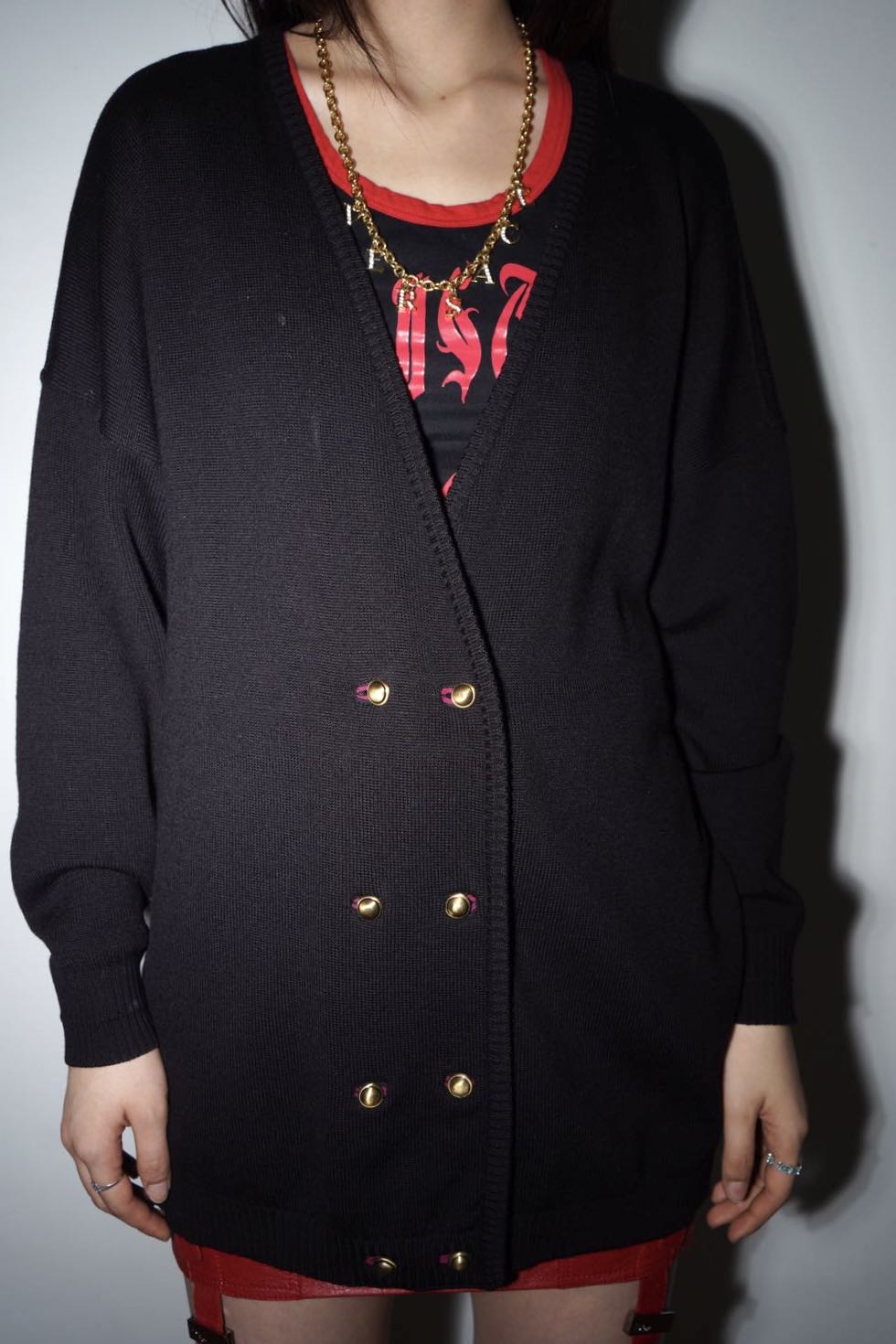 Gianni Versace 90s Vintage Classic Black Wool Cardigan