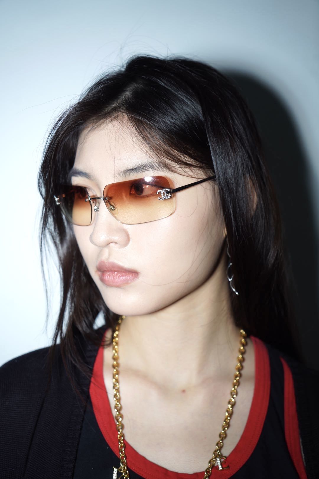 Chanel Y2K Vintage Gradient Brown Diamonds Sunglasses