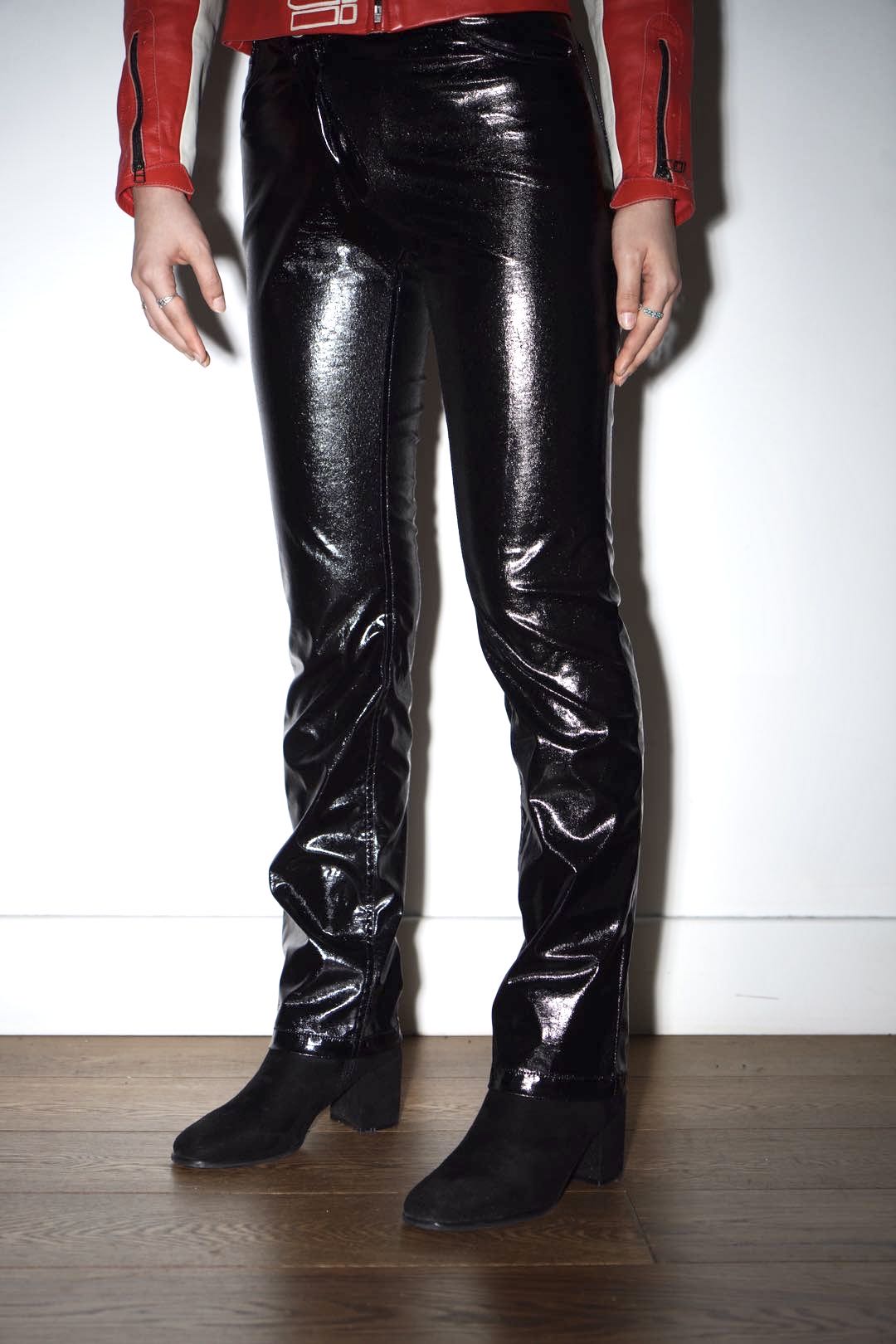 Ottolinger Black Shiny Surface Punk Drape Trousers