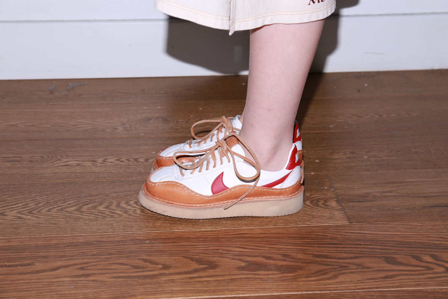 Peterson Stoop X Nike Cortez White and Red Leather Sneakers