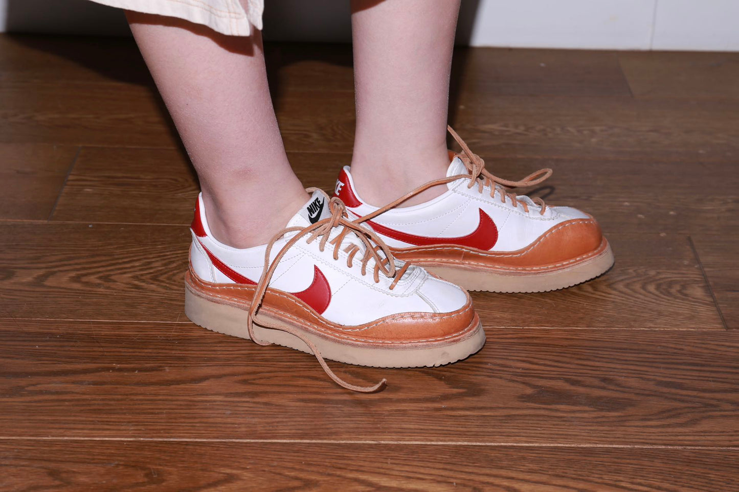 Peterson Stoop X Nike Cortez White and Red Leather Sneakers