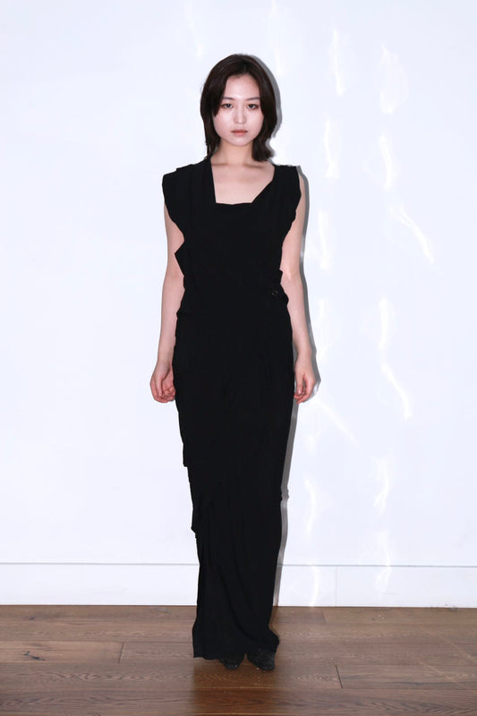 Vivienne Westwood Runway Black Drape Asymmetrical Maxi Dress