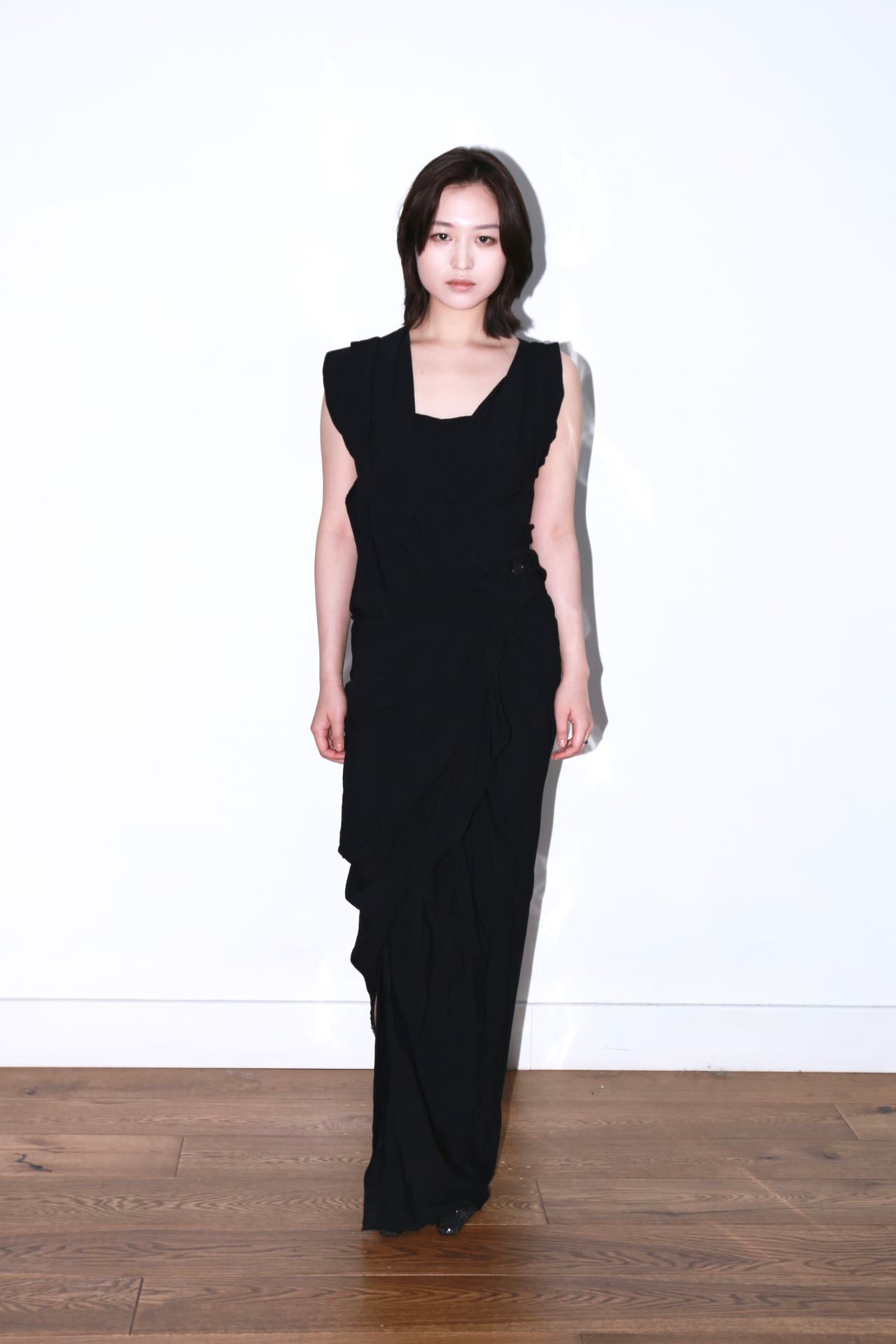 Vivienne Westwood Runway Black Drape Asymmetrical Maxi Dress