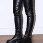 032C X Buffalo Over Knee Black Soft Leather Platform Boots