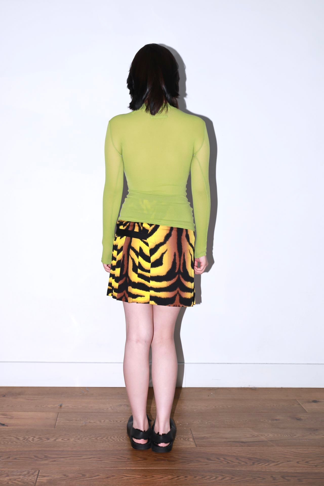 Versace 2004 Runway Tiger Print Pleated Skirt