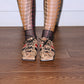 Vivienne Westwood Snake Print Square Head Tan Leather Laced Shoes