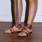 Vivienne Westwood Snake Print Square Head Tan Leather Laced Shoes