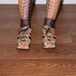 Vivienne Westwood Snake Print Square Head Tan Leather Laced Shoes