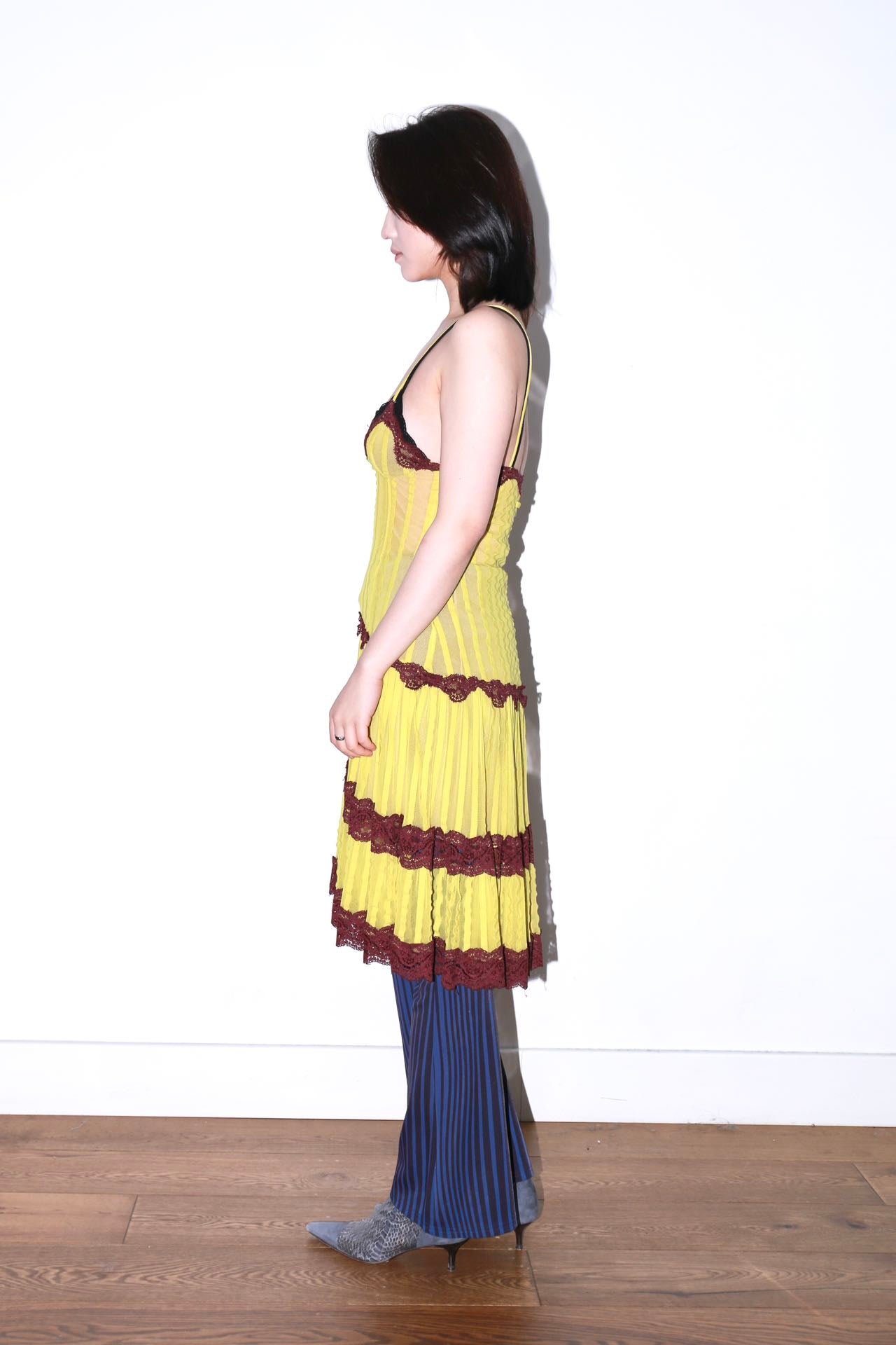 Jean Paul Gaultier Soleil Yellow Victorian Gothic Styled Laced Y2K Dress