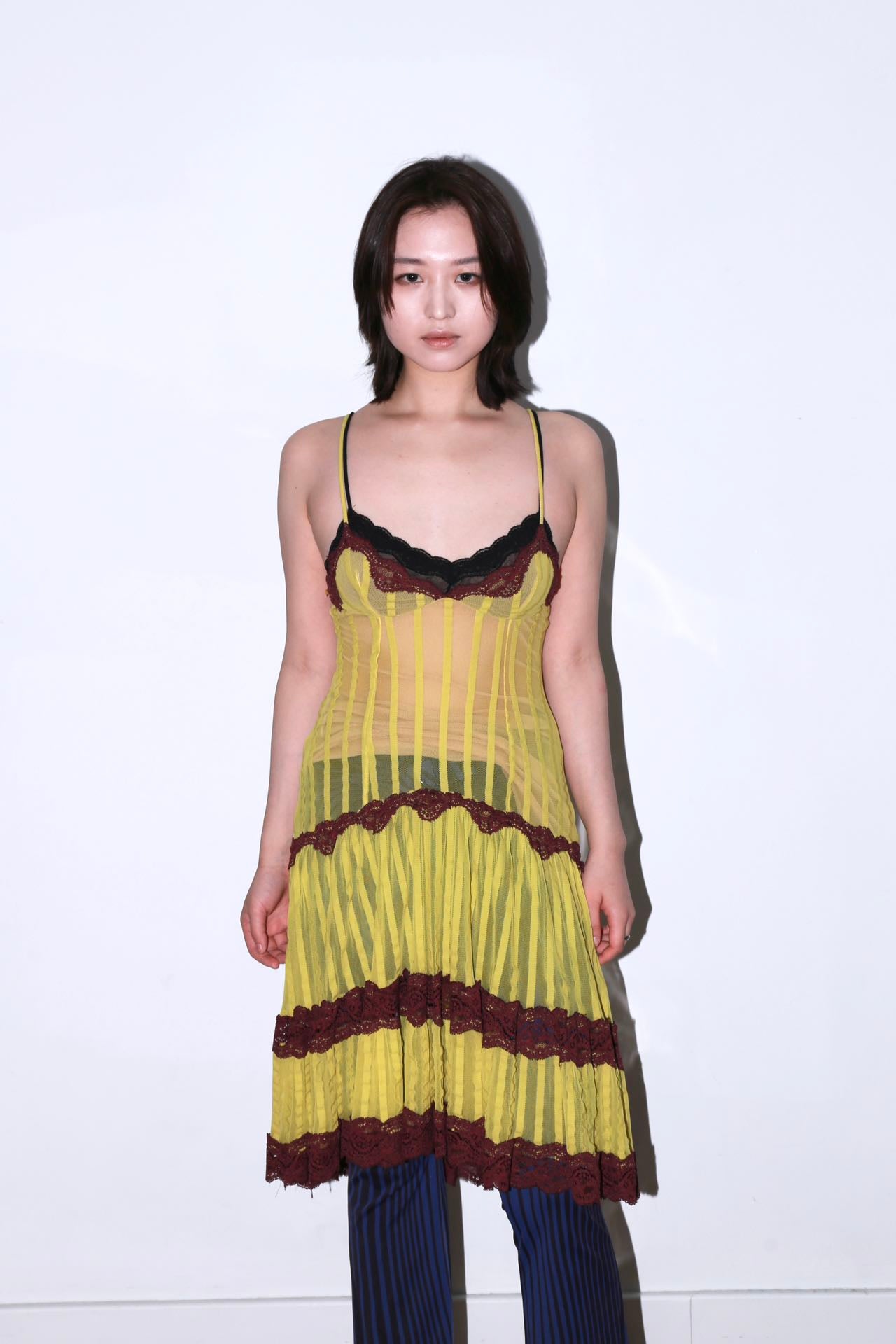 Jean Paul Gaultier Soleil Yellow Victorian Gothic Styled Laced Y2K Dress