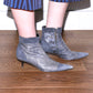 Dolce & Gabanna Y2K Blue and Grey Suede Snake Print Leather Pointy Ankle Boots