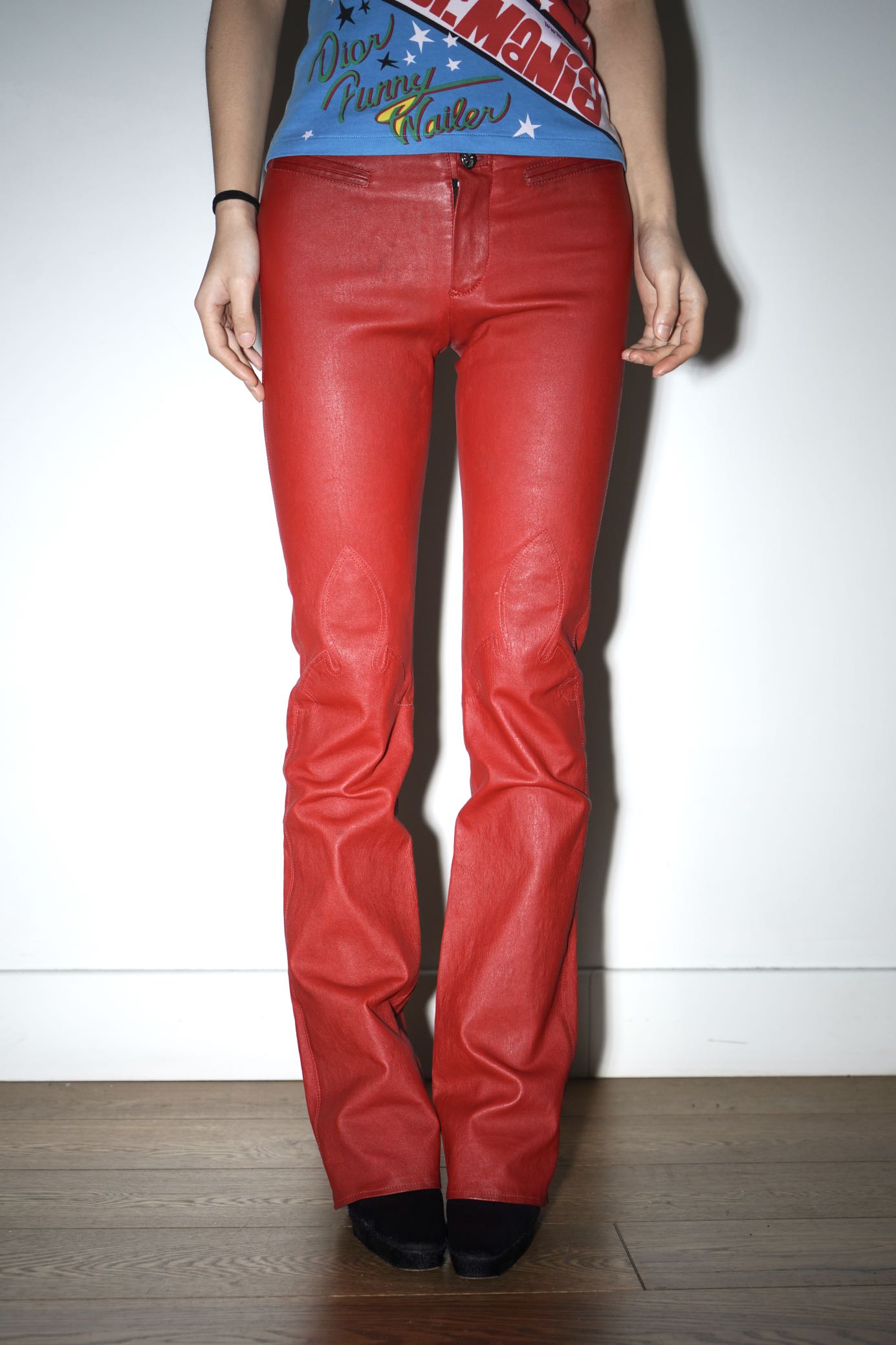 Chrome Hearts Red Leather Trousers