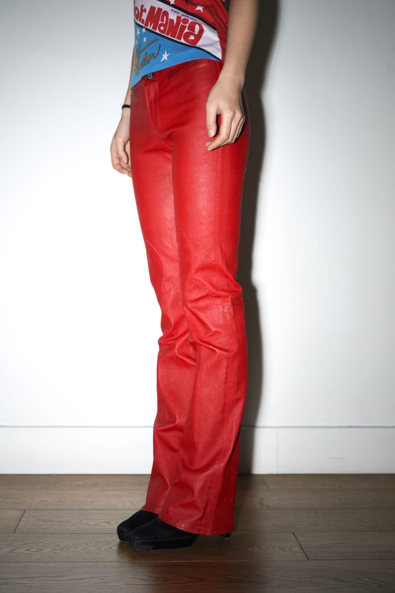 Chrome Hearts Red Leather Trousers