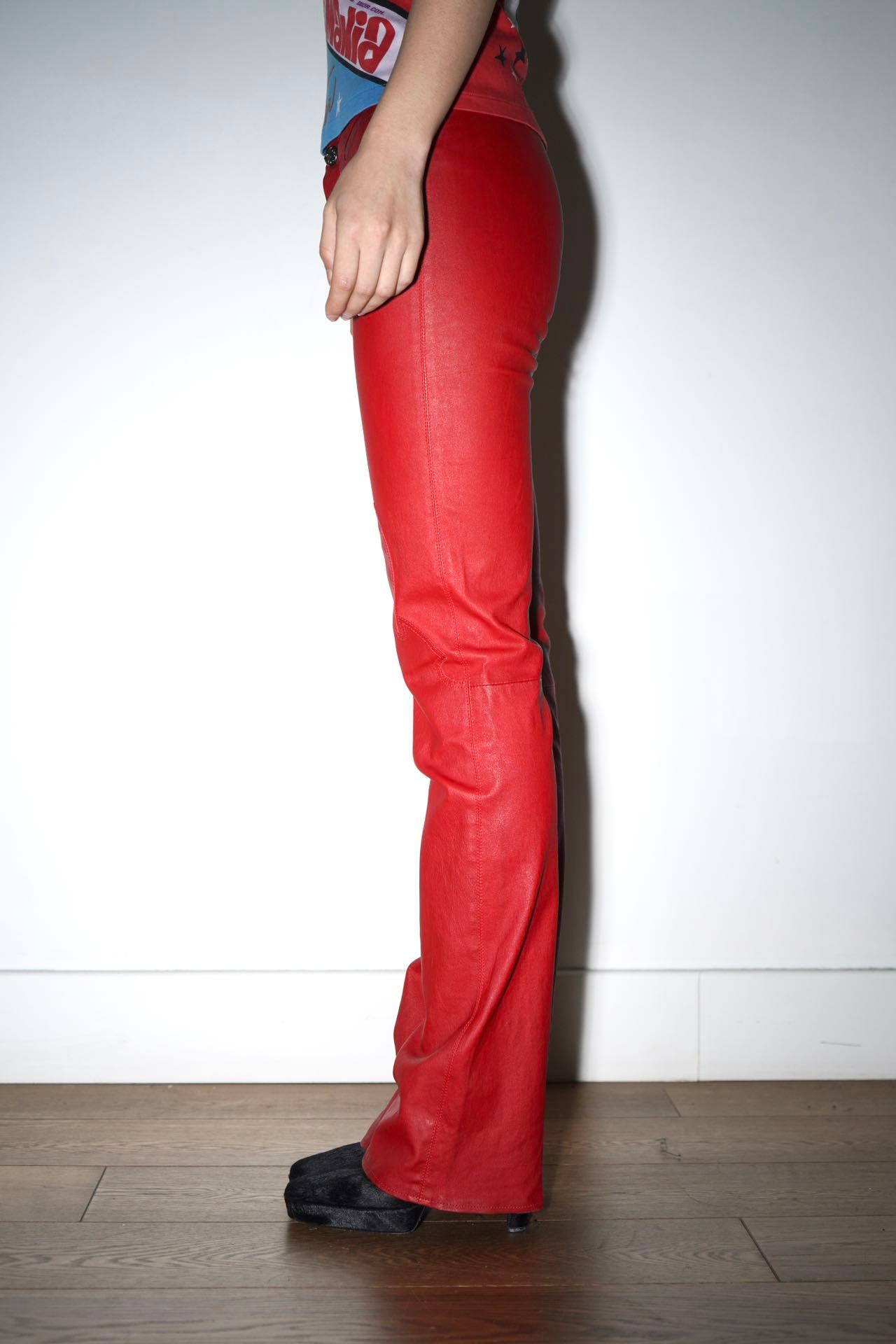 Chrome Hearts Red Leather Trousers