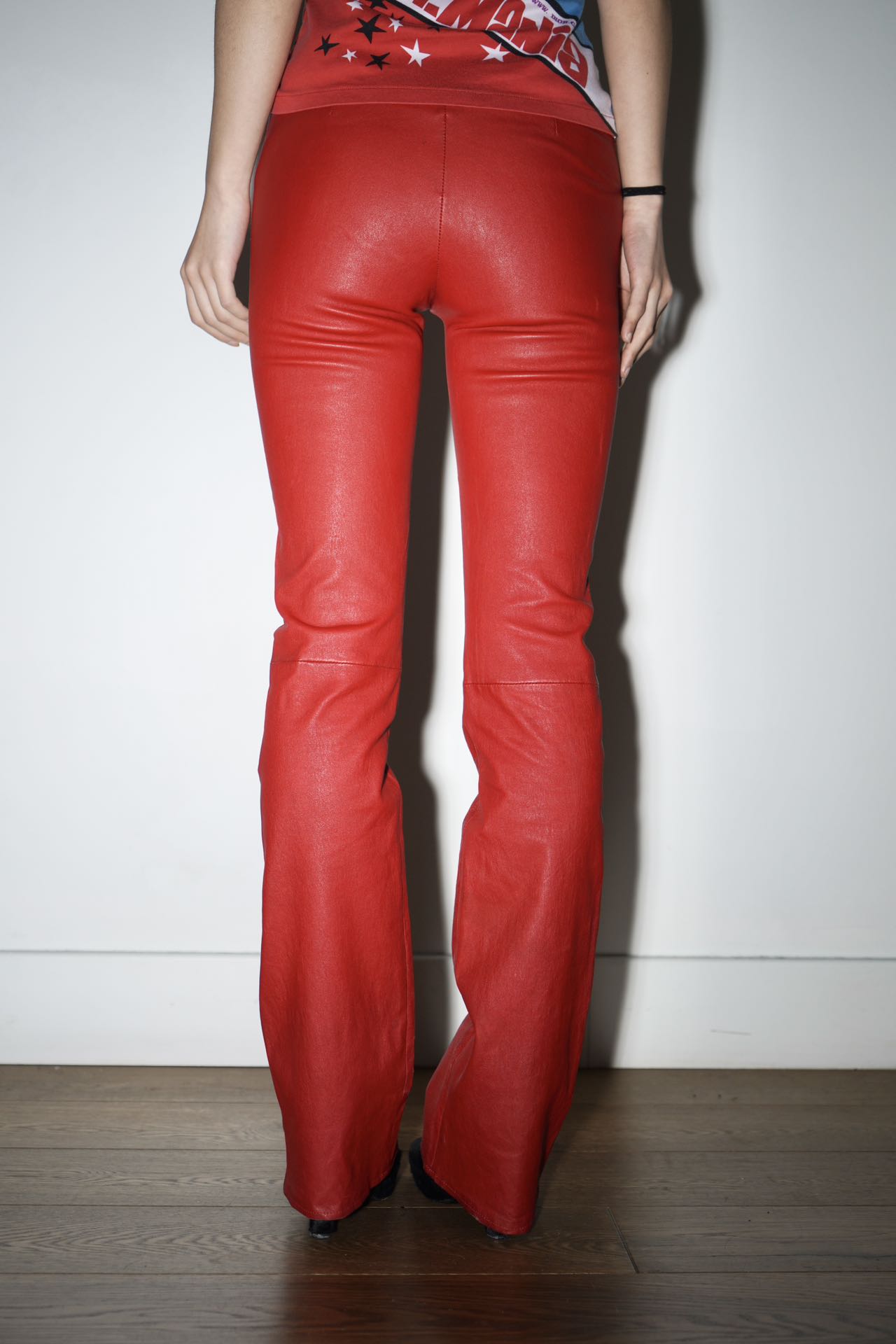 Chrome Hearts Red Leather Trousers