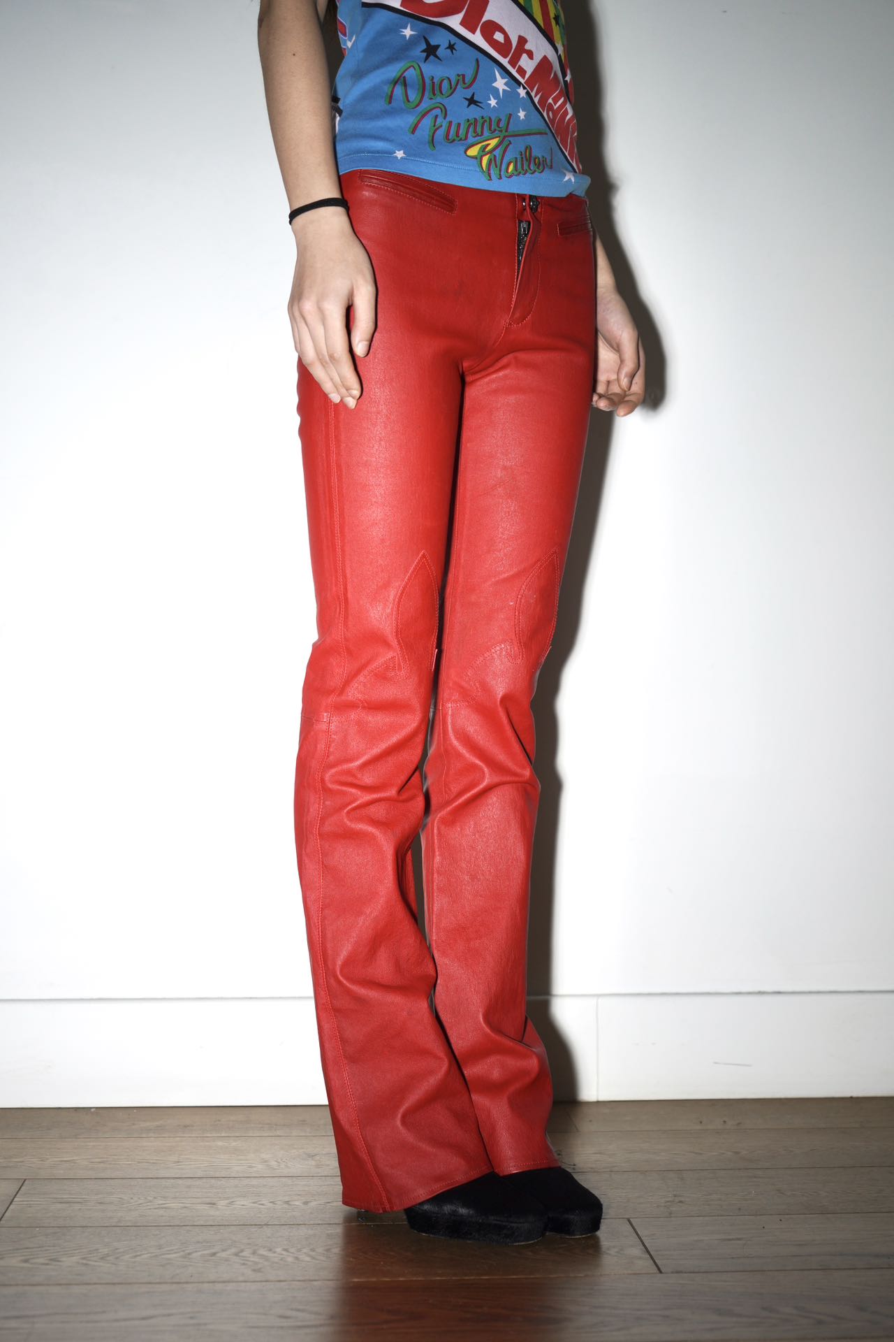 Chrome Hearts Red Leather Trousers