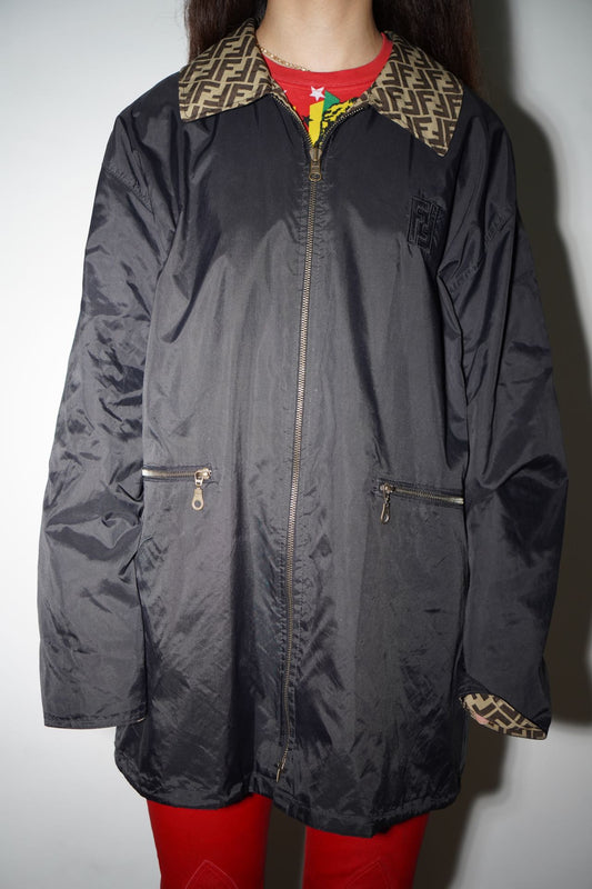 Fendi 90s Y2K Classic Monogram Reversible Windbreaker Jacket