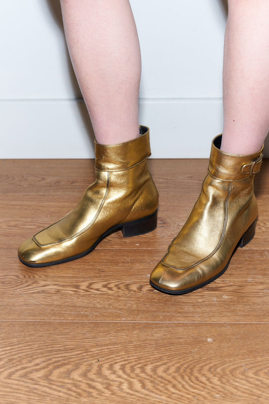 Saint Laurent Gold Chelsea Ankle Boots