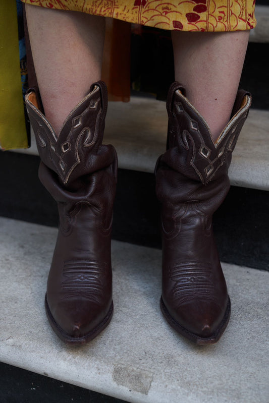 Jean Paul Gaultier Y2K Runway Brown Soft Leather Western Cowboy Boots