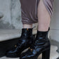 Gucci Black Square Head Leather Fringe Platform Heel Boots