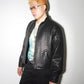 Moschino Vintage Wheel Pattern Embossed Leather Padded Jacket