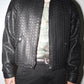 Moschino Vintage Wheel Pattern Embossed Leather Padded Jacket