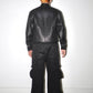 Moschino Vintage Wheel Pattern Embossed Leather Padded Jacket