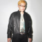 Moschino Vintage Wheel Pattern Embossed Leather Padded Jacket