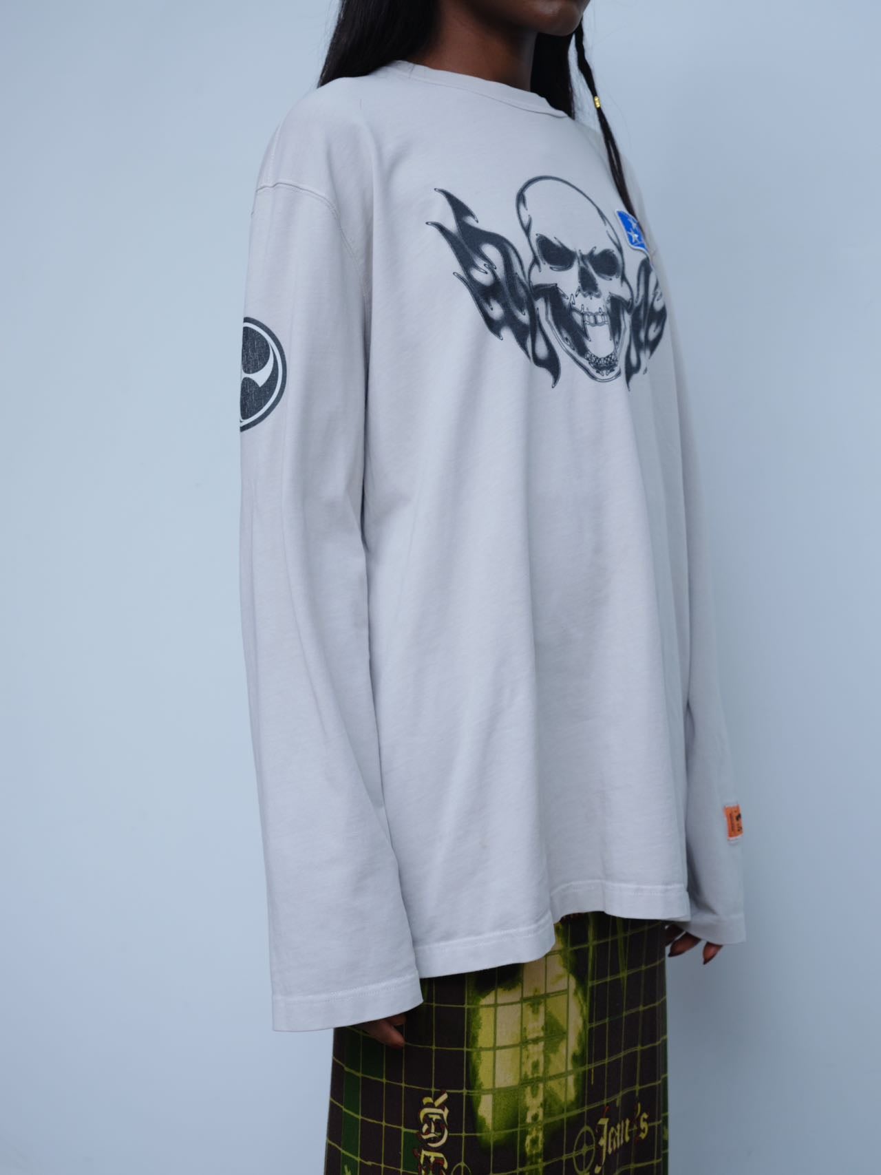 Heron Preston Spray Print Skeloton Skull Gothic Oversized T-shirt