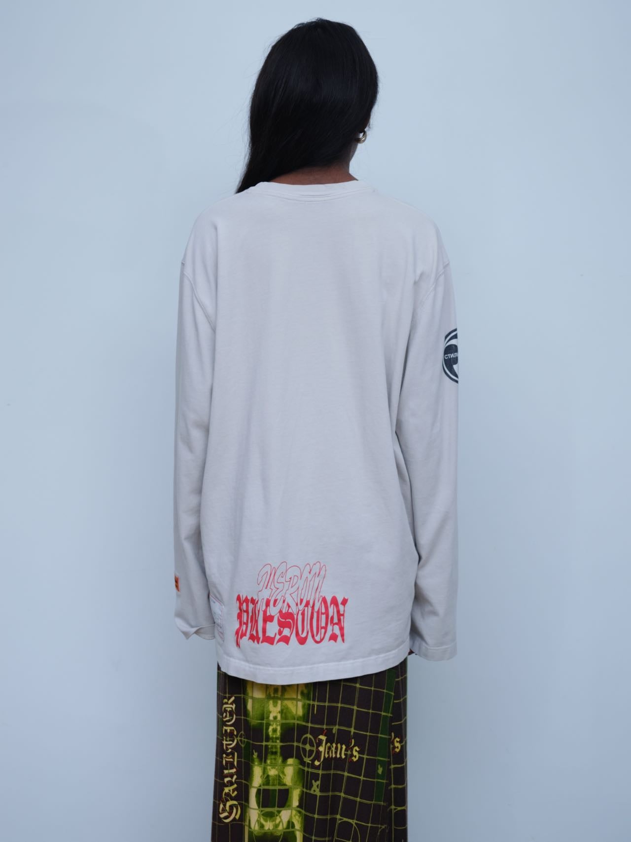 Heron Preston Spray Print Skeloton Skull Gothic Oversized T-shirt