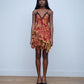 Roberto Cavalli Y2K Runway Floral Lace Red and Gold Silk Dress