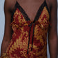 Roberto Cavalli Y2K Runway Floral Lace Red and Gold Silk Dress