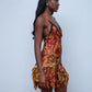 Roberto Cavalli Y2K Runway Floral Lace Red and Gold Silk Dress