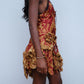 Roberto Cavalli Y2K Runway Floral Lace Red and Gold Silk Dress