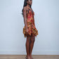 Roberto Cavalli Y2K Runway Floral Lace Red and Gold Silk Dress