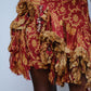 Roberto Cavalli Y2K Runway Floral Lace Red and Gold Silk Dress