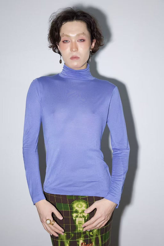 Dries Van Noten Purple Silk Cotton Jersey Top