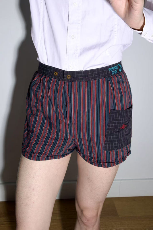 Vivienne Westwood World's End Navy and Red Stripes Cotton Shorts