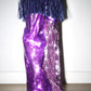 PE99Y YAN9 Asymmetrical Double Layered PVC Sequinned Trousers