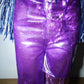 PE99Y YAN9 Asymmetrical Double Layered PVC Sequinned Trousers