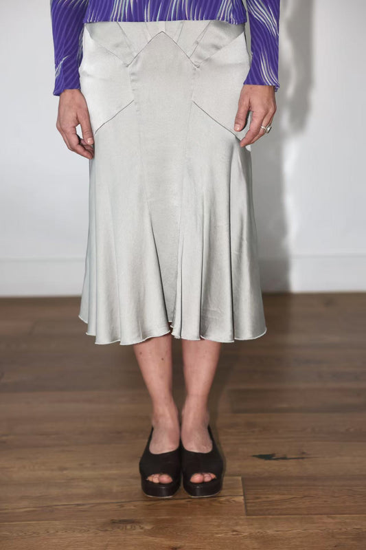 Dolce & Gabanna Silver Silk Skirt