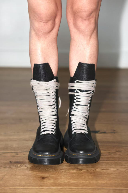 Rick Owens × Dr.Martens Black Soft Leather High Boots