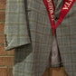 Designer Remake Men's Grey Check Wool Blazer Jacket