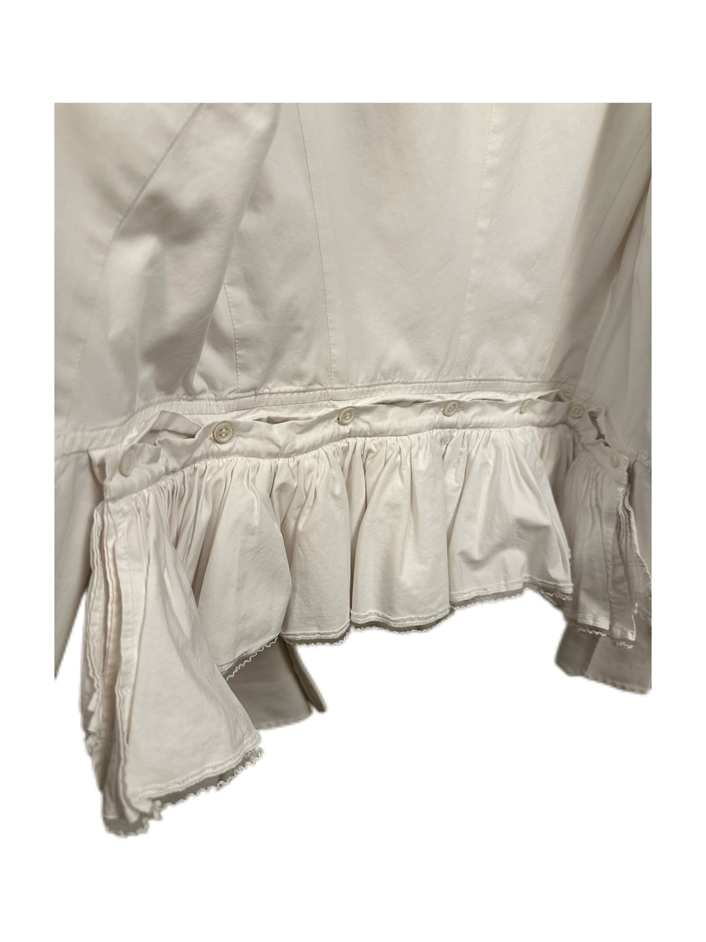 Gianfranco Ferre Vintage White Ballet Ruffles Tailored Blouse