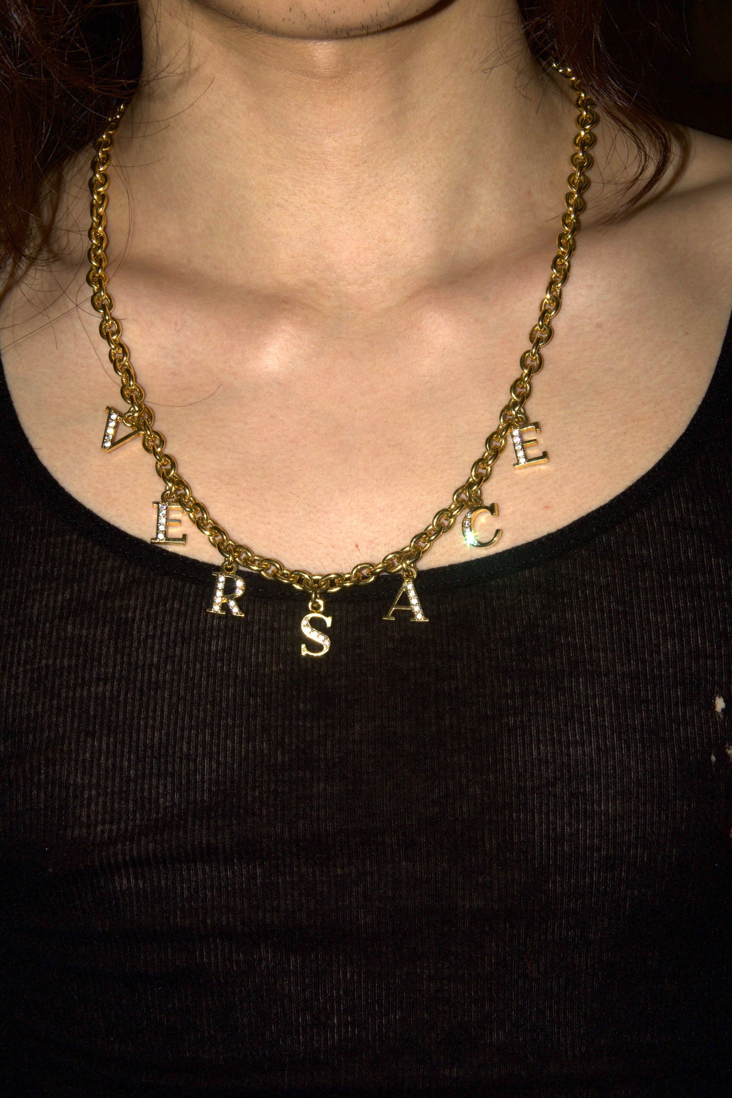 Versace Iconic Y2K Diamond Gold Chain Necklace