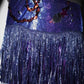 PE99Y YAN9 Blue Chainmail Embroidery Fringe Party Dress