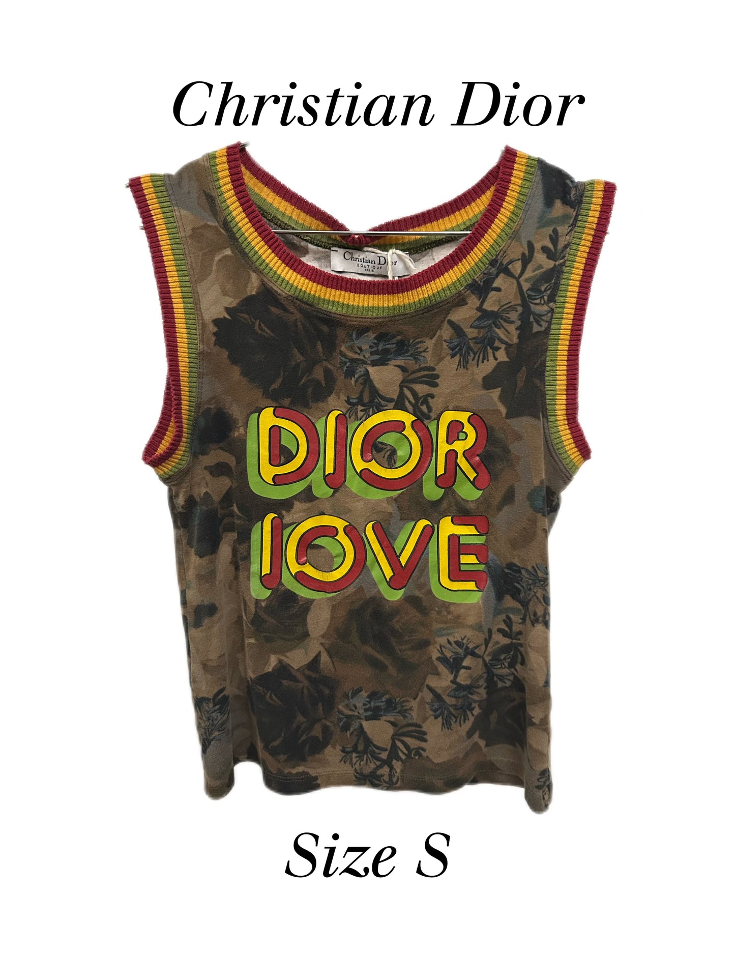 Christian Dior by John Galliano Y2K 2003 "DIOR LOVE" Rasta Tank Top