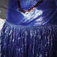 PE99Y YAN9 Blue Chainmail Embroidery Fringe Party Dress